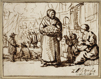 R 081
<br/>
Kade met twee vrouwen en twee kinderen
<br/>
<em>Blyhooft, Zacharias (?-1681/82)</em>